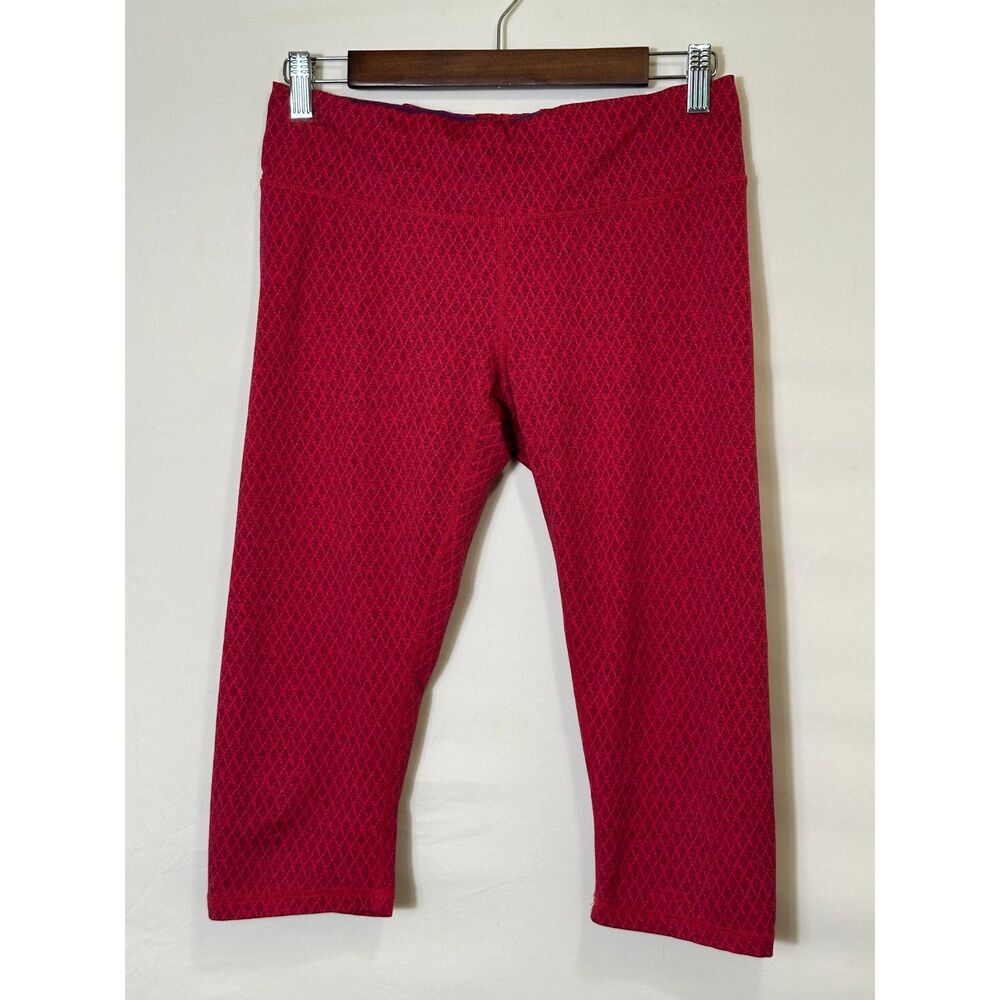 prAna Women's Athletic Misty Capri Legging Red Pink Print Size M Mid Rise